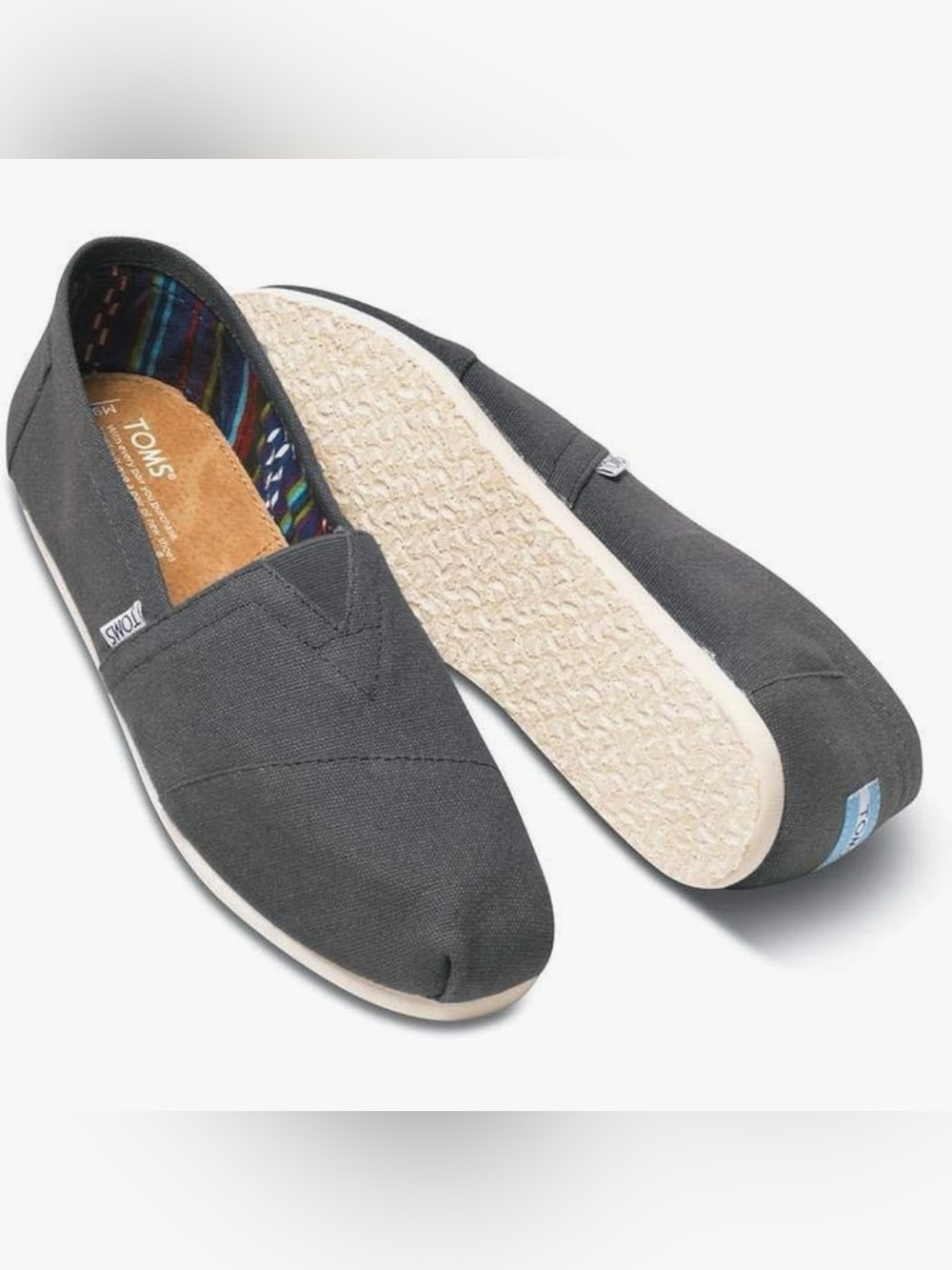 Toms Women's Slip-On Canvas Flats in Charcoal Gray 9.5